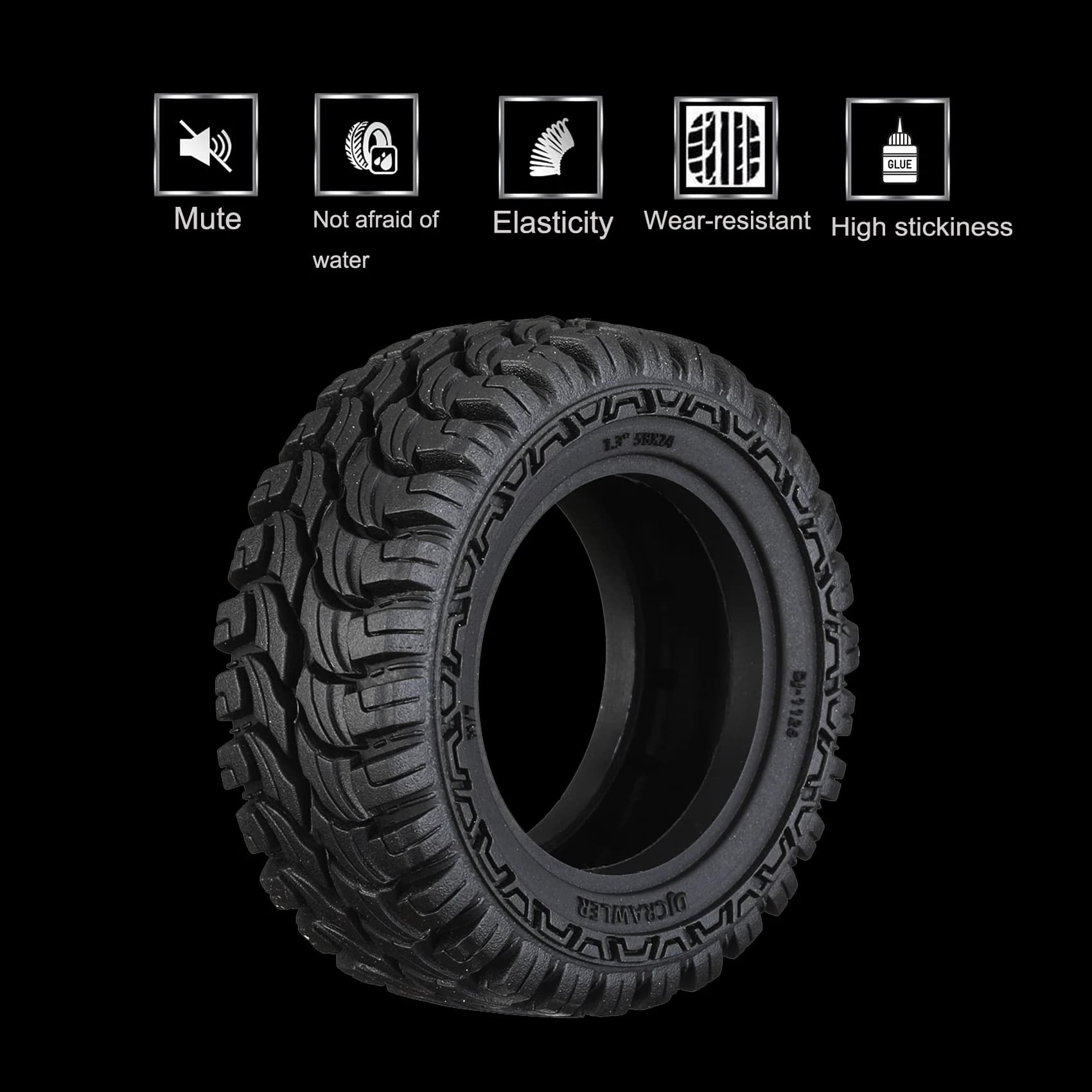DJ 1.33 Inch Mud Rain Forest Crawler Tire M/T with Sponge Foam Liner for TRX-4M Bronco Fcx24 1/18 1/24 RC Car Wheel Upgrade Part - image 5