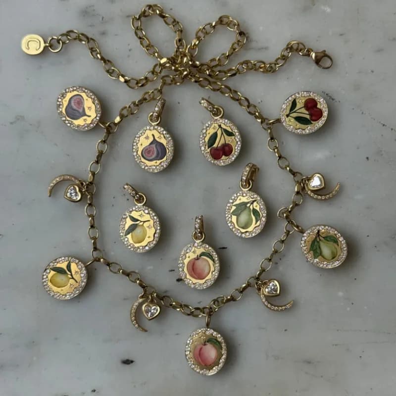 2026 European and American Painted Fruit Rhinestone Pendant Colorful Fresh Clavicle Necklace for Women Gift - image 3