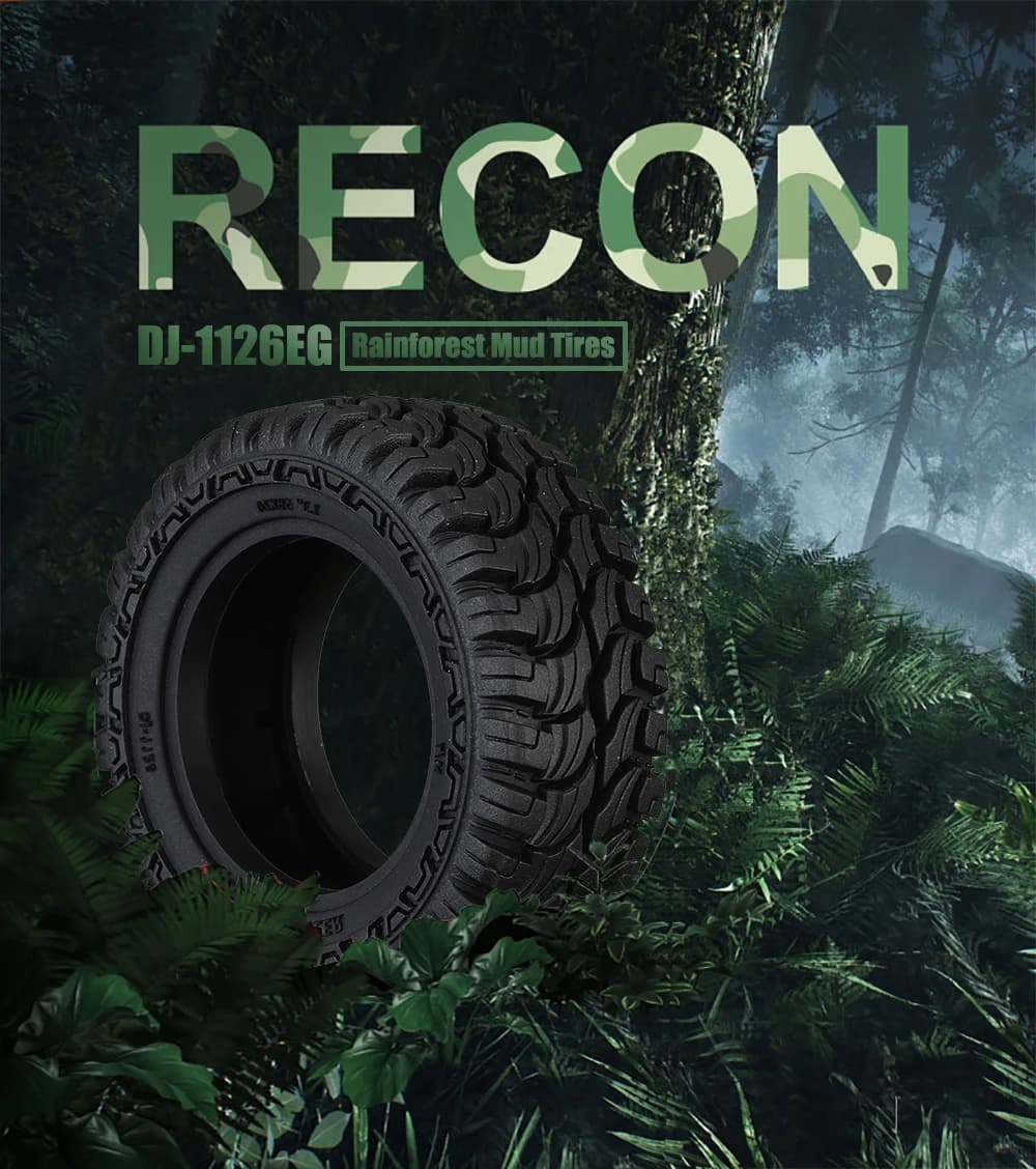 DJ 1.33 Inch Mud Rain Forest Crawler Tire M/T with Sponge Foam Liner for TRX-4M Bronco Fcx24 1/18 1/24 RC Car Wheel Upgrade Part - image 3