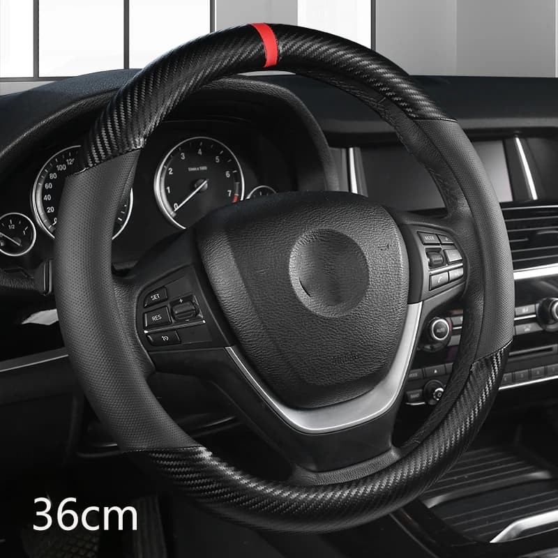 36cm Leather +Carbon Fiber Car Steering Wheel Cover Size S for Honda Civic Ciimo Jade SUZUKI Alto NISSAN Juke Auto Accessories - image 3