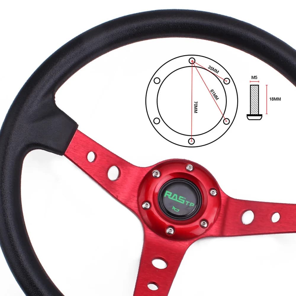 RASTP-14inch 350mm Universal Racing Drift Steering Wheel  Aluminum PU Car Sport Steering Wheels Car Accessories RS-STW020-TP - image 4