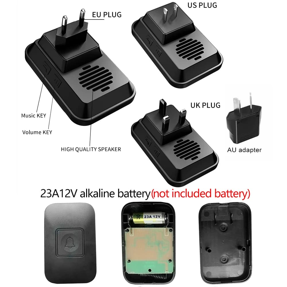 Smart Wireless Doorbell Waterproof 1 Button 4 Receiver 300M Remote US EU UK AU Plug Intelligent Home LED Light Door Bell Chime - image 6