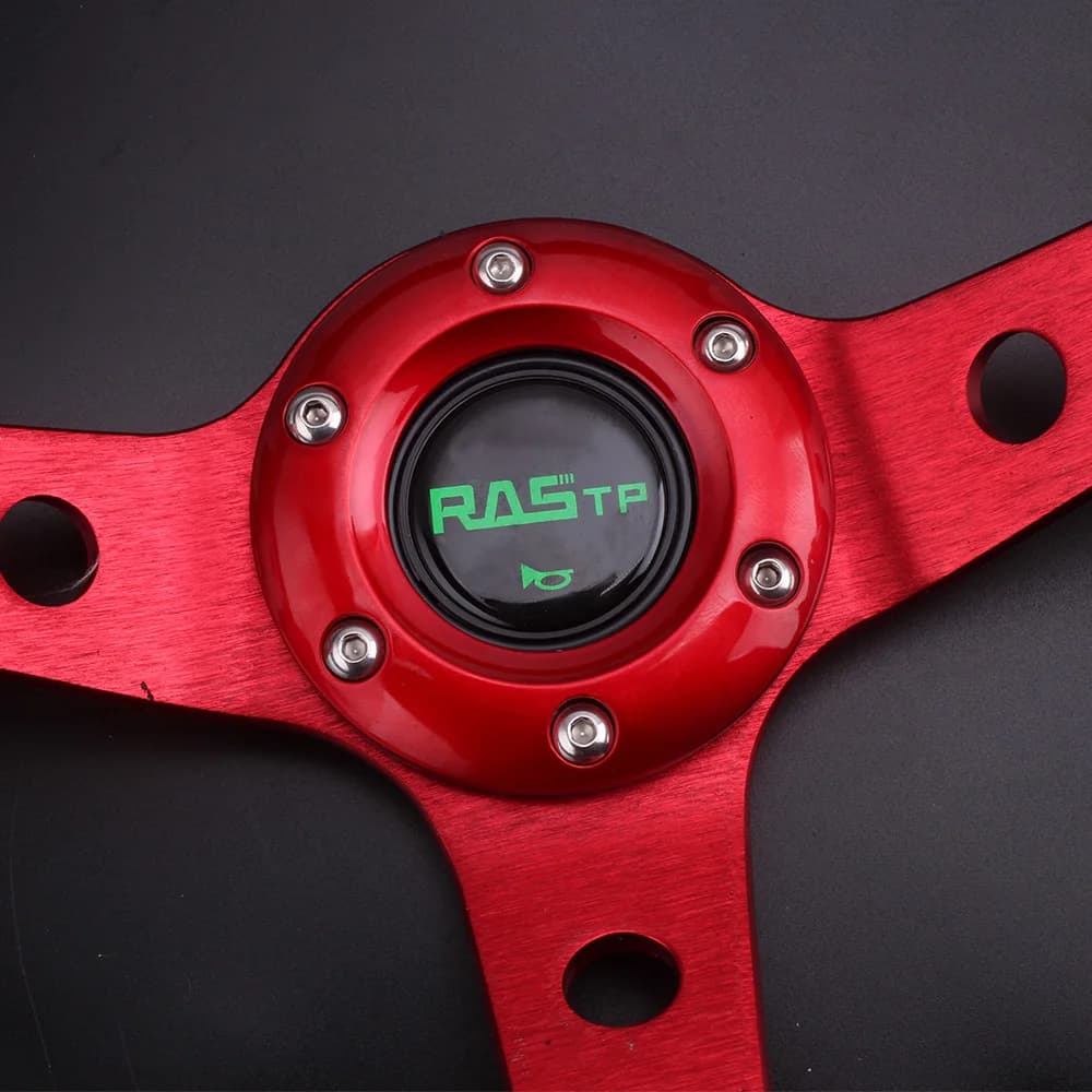 RASTP-14inch 350mm Universal Racing Drift Steering Wheel  Aluminum PU Car Sport Steering Wheels Car Accessories RS-STW020-TP - image 3