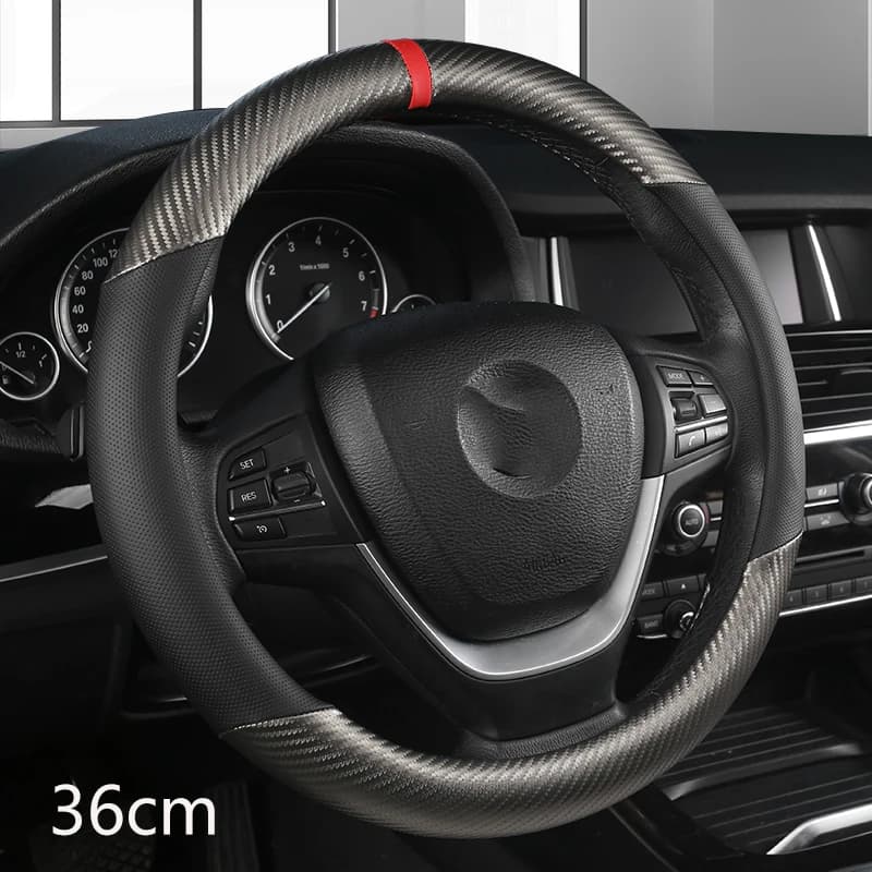 36cm Leather +Carbon Fiber Car Steering Wheel Cover Size S for Honda Civic Ciimo Jade SUZUKI Alto NISSAN Juke Auto Accessories - image 6