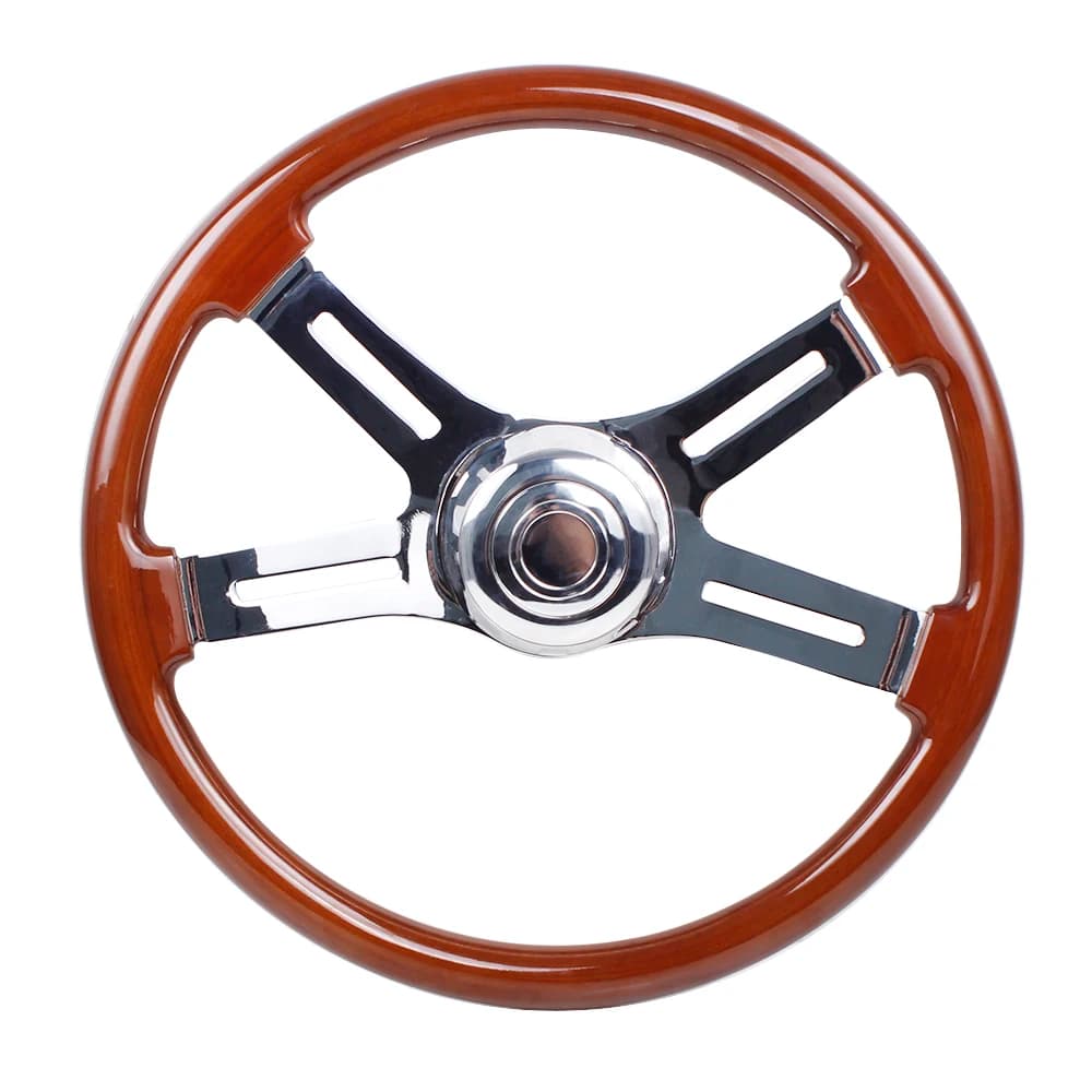 RASTP-455mm 18 Inch Classic Truck Steering Wheel Wooden 3 Electroplated Steel Big Car Classic Wood Grain Finish RS-STW030 - image 6