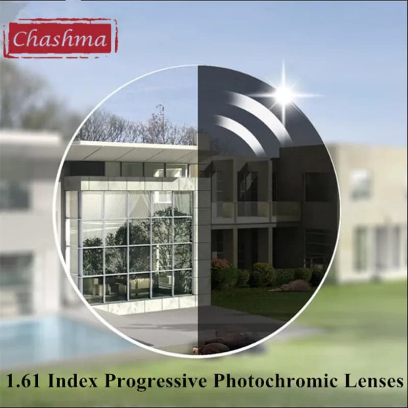 Chashma Aspheric 1.61 Index Photochromic Interior Digital Progressive Free Form Surface Verifocal Lenses Colored Lens Wide Field