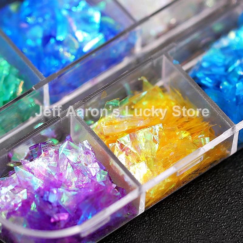 12 Colors Nail Glitter Ice Mylar Shell Foil Paper Set For Fake Nails Art Tips Decoration Manicure Accessoires Tools