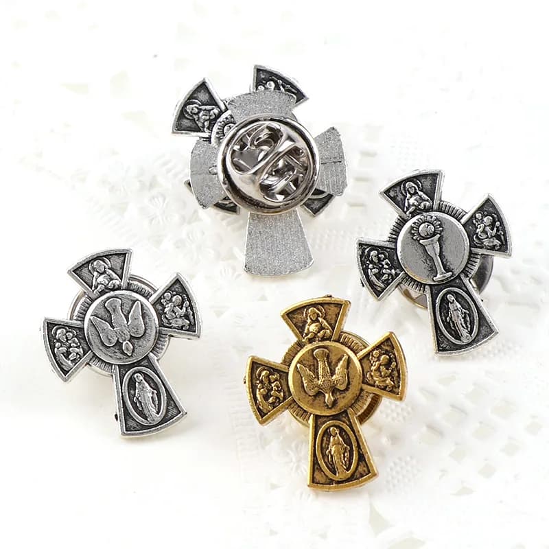 Trendy Brooches Pins Holy Grail Saint  Christ Metal Badges Pigeon Cross Lapel Pins for Cothes Vintage Boutonniere Collar Jewelry - image 5