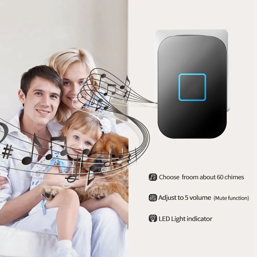 Smart Wireless Doorbell Waterproof 1 Button 4 Receiver 300M Remote US EU UK AU Plug Intelligent Home LED Light Door Bell Chime - image 5
