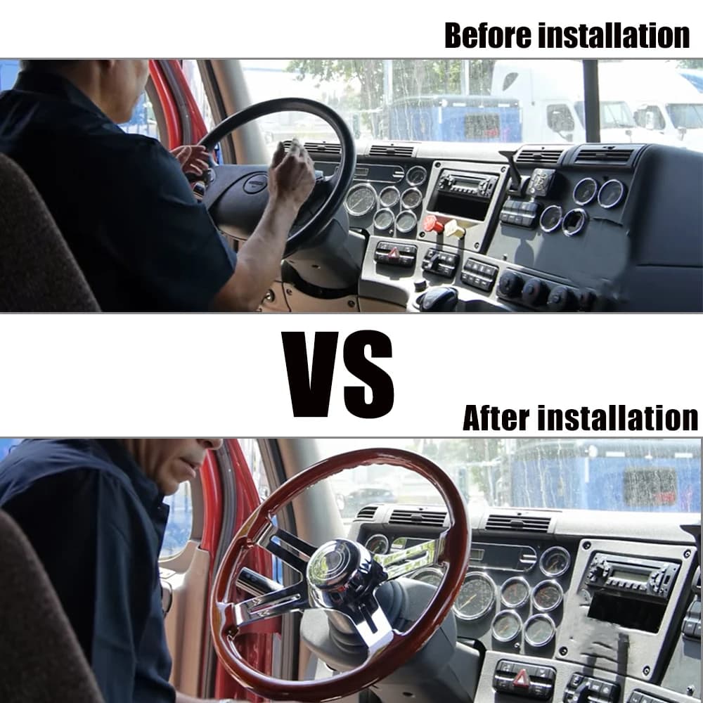 RASTP-455mm 18 Inch Classic Truck Steering Wheel Wooden 3 Electroplated Steel Big Car Classic Wood Grain Finish RS-STW030 - image 5