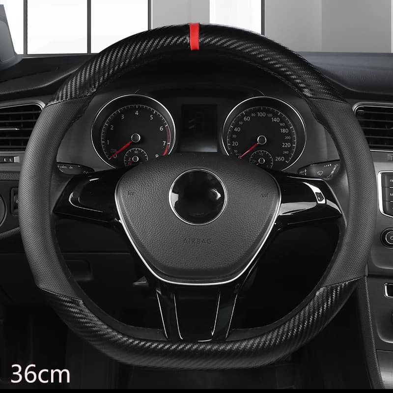 36cm Leather +Carbon Fiber Car Steering Wheel Cover Size S for Honda Civic Ciimo Jade SUZUKI Alto NISSAN Juke Auto Accessories - image 4