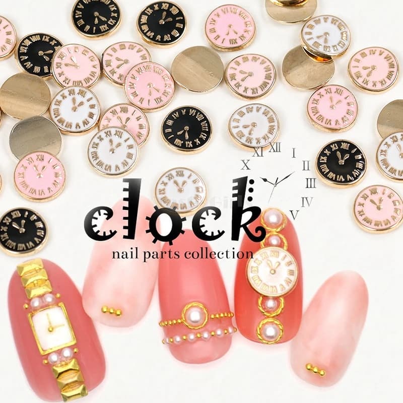 20PCS/Lot 3D White Black Pink 3 Color Alloy Classical Clock Rhinestone For Nail Art Decoration Styling Manicure DIY Kit - image 3