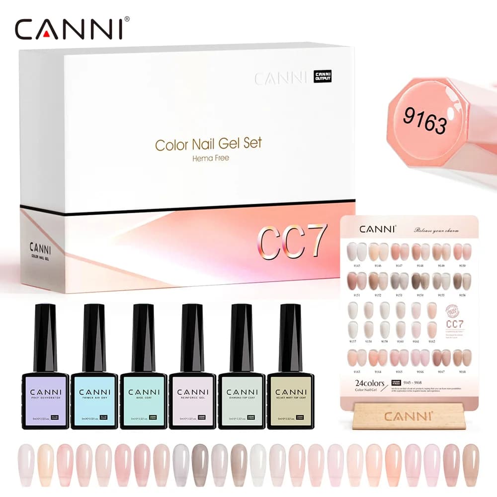 CANNI HEMA FREE Nail Gel Polish VIP Kit Color Chart Diamond Top Coat 30pcs/set 9ml Soak Off UV LED Nail Manicure CC1 to CC7 Kit