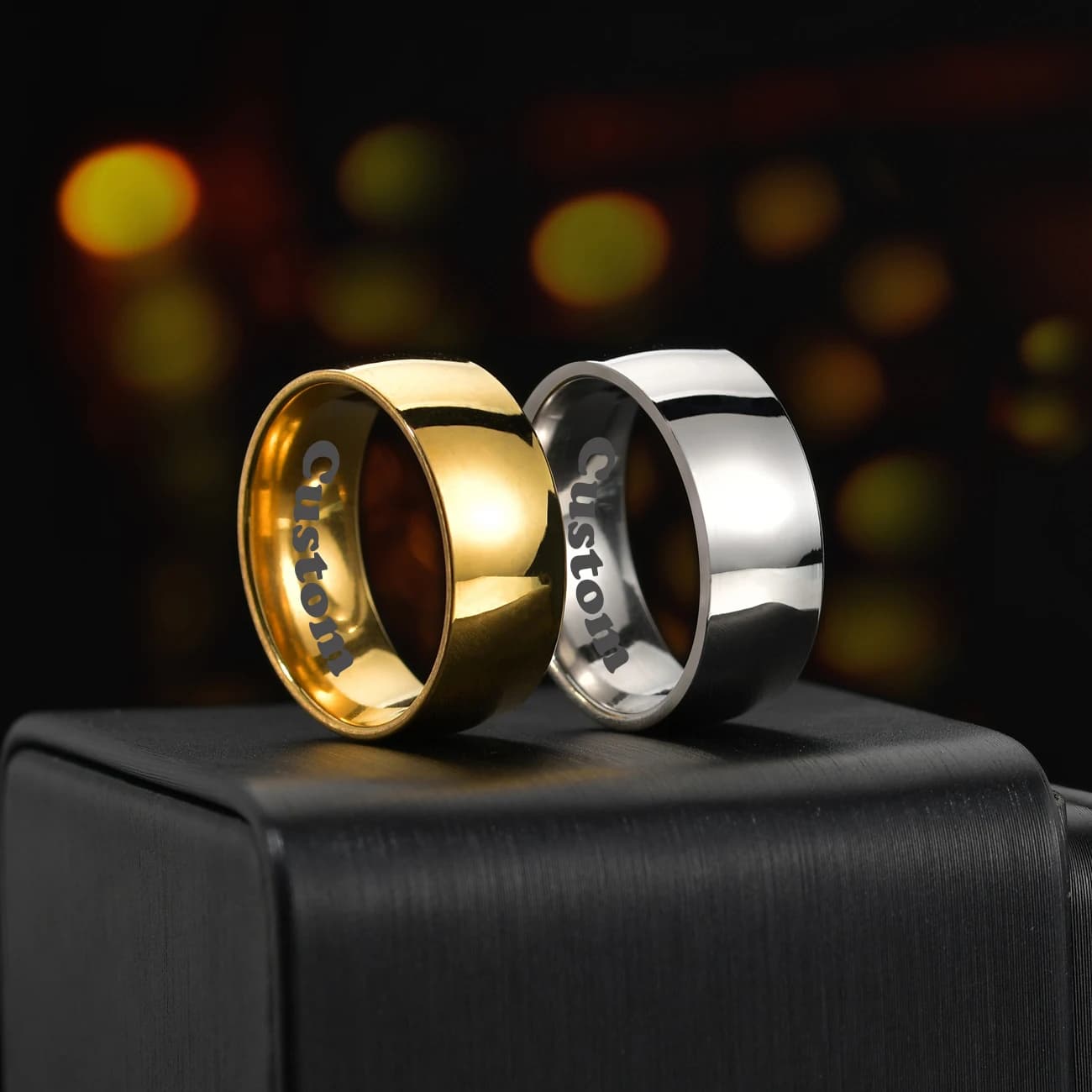 Atoztide 4/6/8mm Personalized Engrave Name Date Sphere Glossy Ring for Women Couple Stainless Steel Anniversary Jewelry Gift - image 4