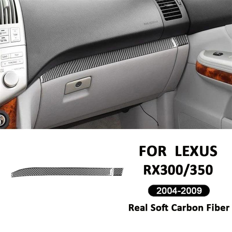 Carbon Fiber Car Co-Pilot Storage Box Top Panel Trim Strip Interior Decoration Sticker For LEXUS RX300 RX350 2004-2009 Auto Part