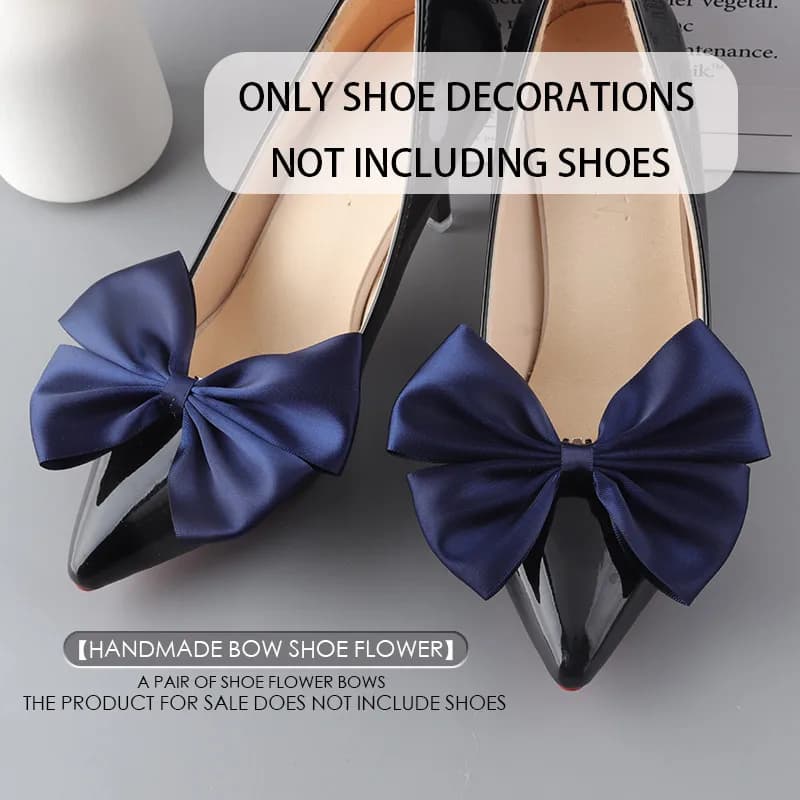 9-color detachable shoe bow  satin shoe flower hair clips Bridal high heels accessory ballerinas bows charm red bow - image 4