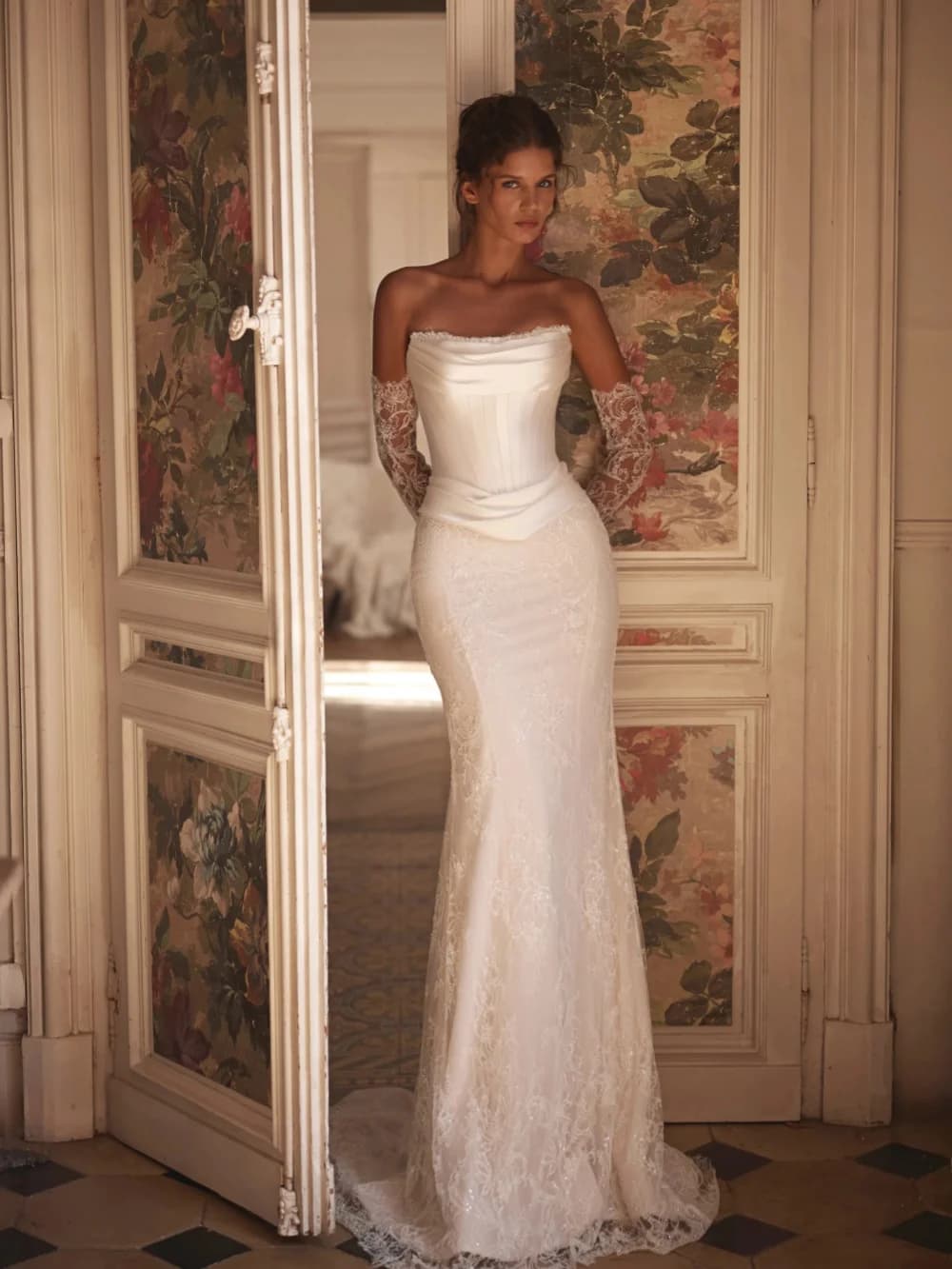 Detachable Satin Train Wedding Dress Structured Corset Beaded Lace Bridal Gown 2026 Customized Elegant Mermaid Dresses For Bride - image 5