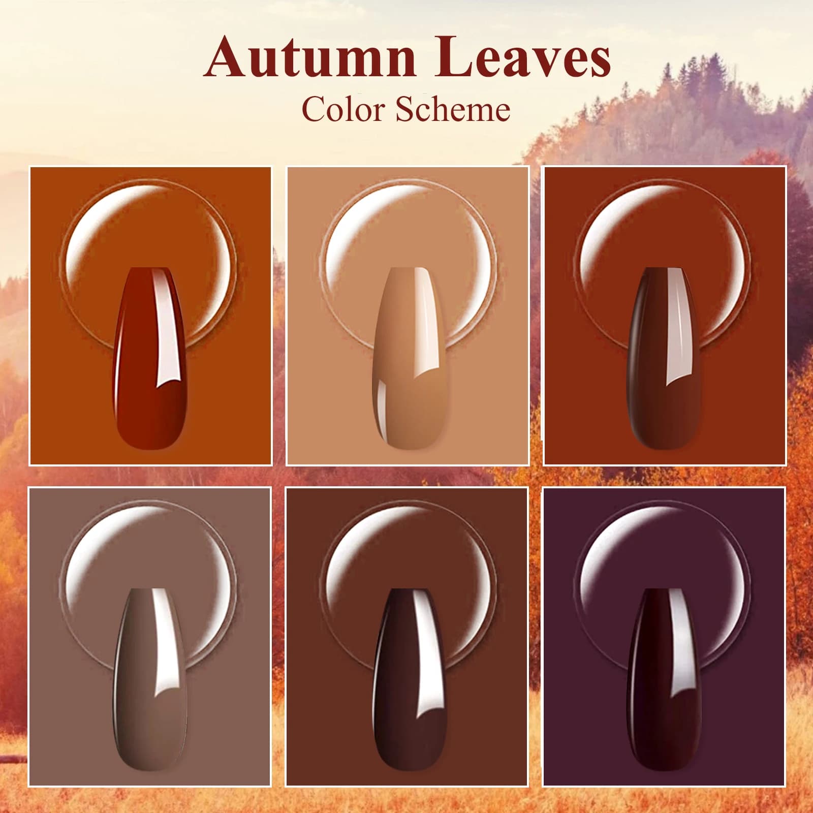 Fine 6 box/set Brown Tan Khaki Flaxen Chestnut Coffee Color Series Dip Powder Nail Kit  Dipping Powder Set as Nail Gel Effect - image 3