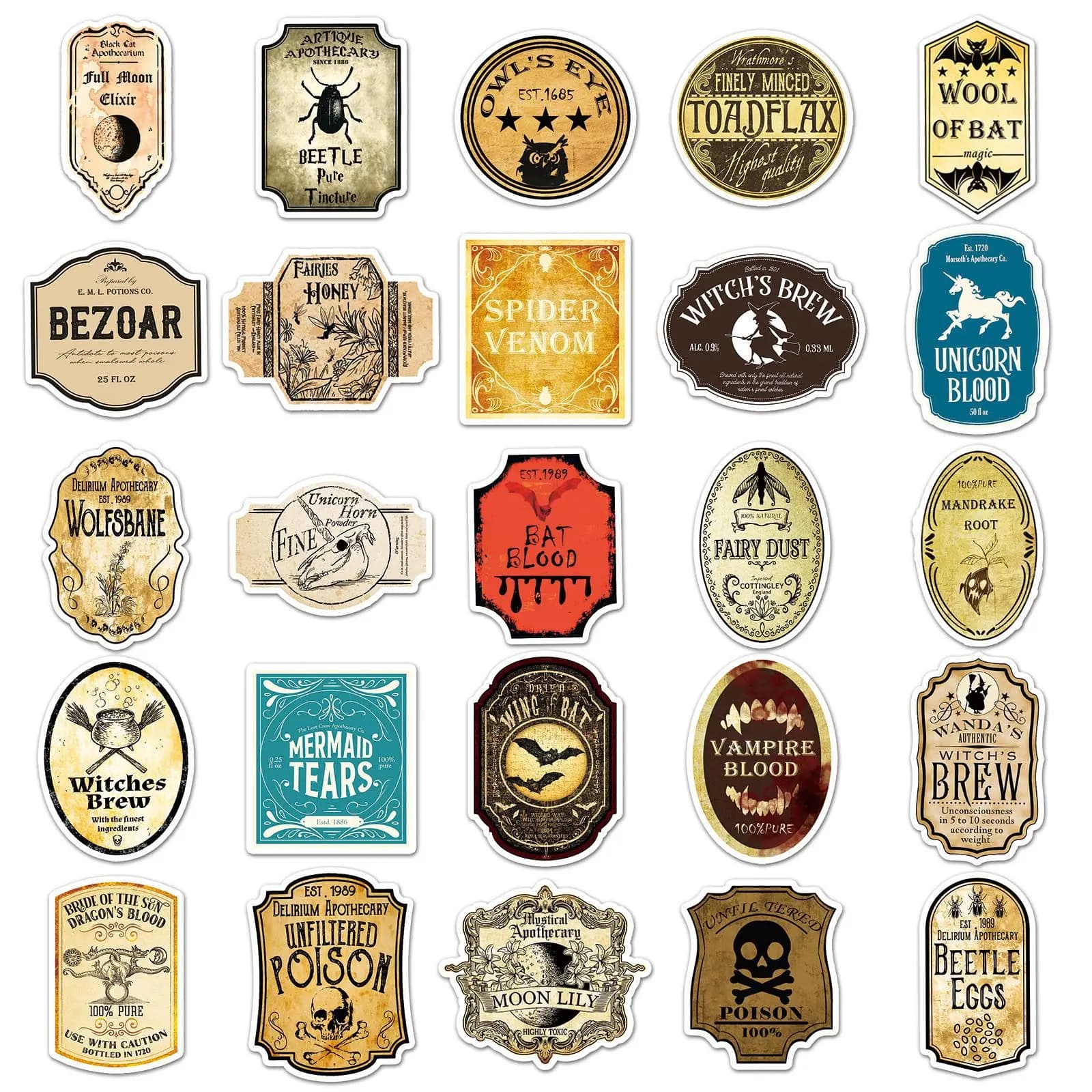 10/50PCS Magic Potion Label Graffiti Stickers Decorative Skateboard Guka Water Cup Luggage DIY Waterproof Stickers Kids Toy - image 6