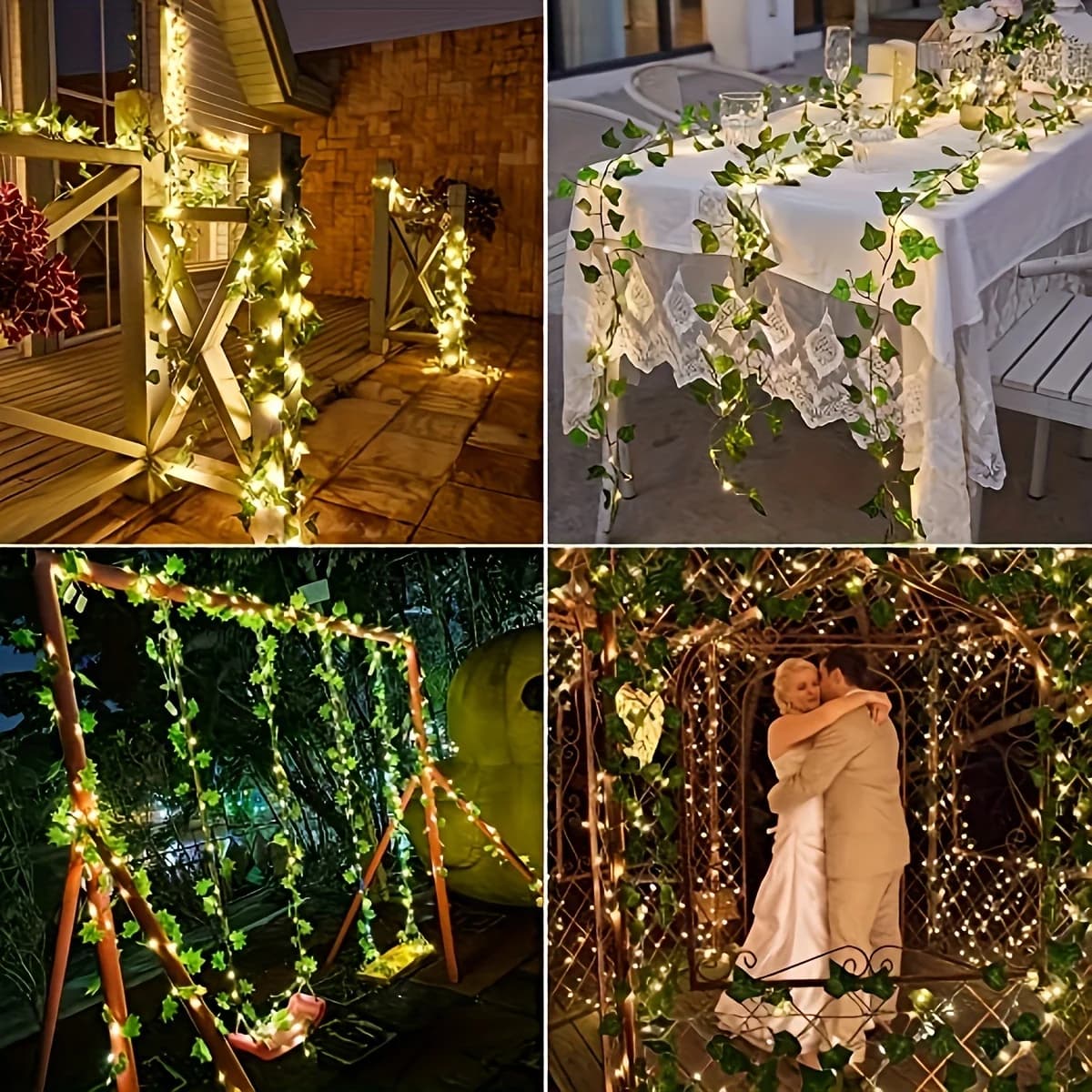 10m 100 LEDs Solar Vine String Light 8 Modes DIY Solar Ivy Fairy Lights String Light Wedding Party Garden Room Wall Decor Light - image 6