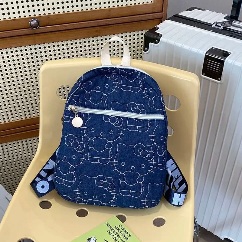 2025 Hello Kitty Backpacks Denim Embroidery Casual Shoulder Versatile Multi-Use Backpack Fashion Bags For Girls Women Mochilas - image 3