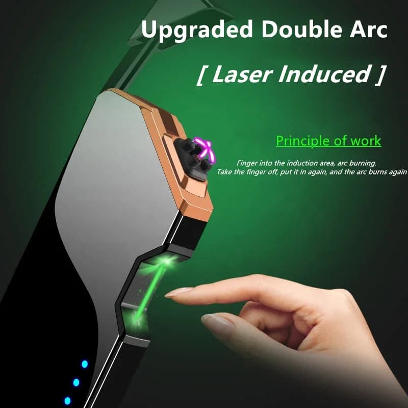 New Laser Electric Lighter Rechargeable Pocket Plasma Lighter Windproof Type-C Portable Electronic lighter torch