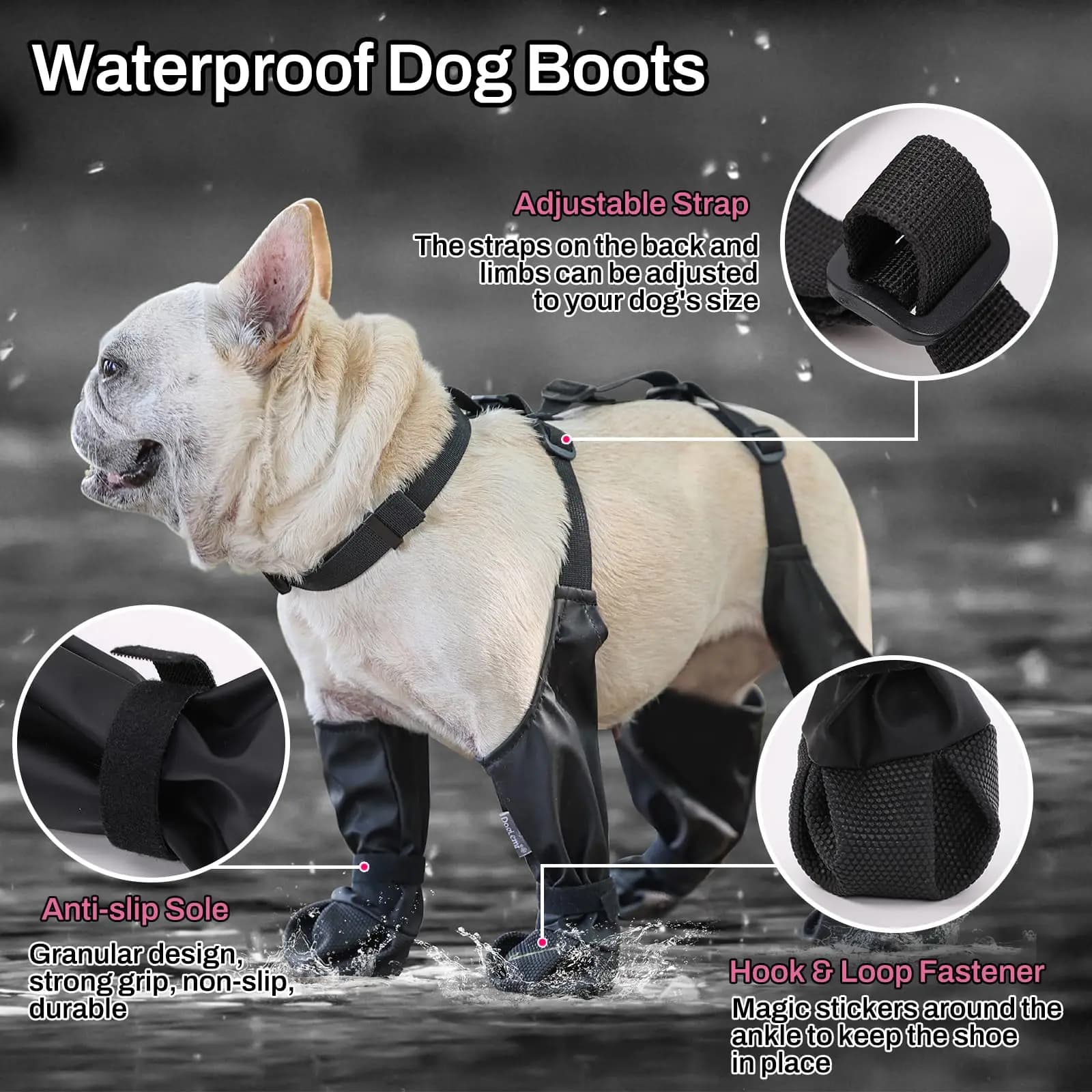 Dog Rain Boots with Anti-Slip Dog Shoes Waterproof Leg Protectors Easy to Clean & Wear-Resistant Ideal for Hunting & Hiking Dogs - image 6