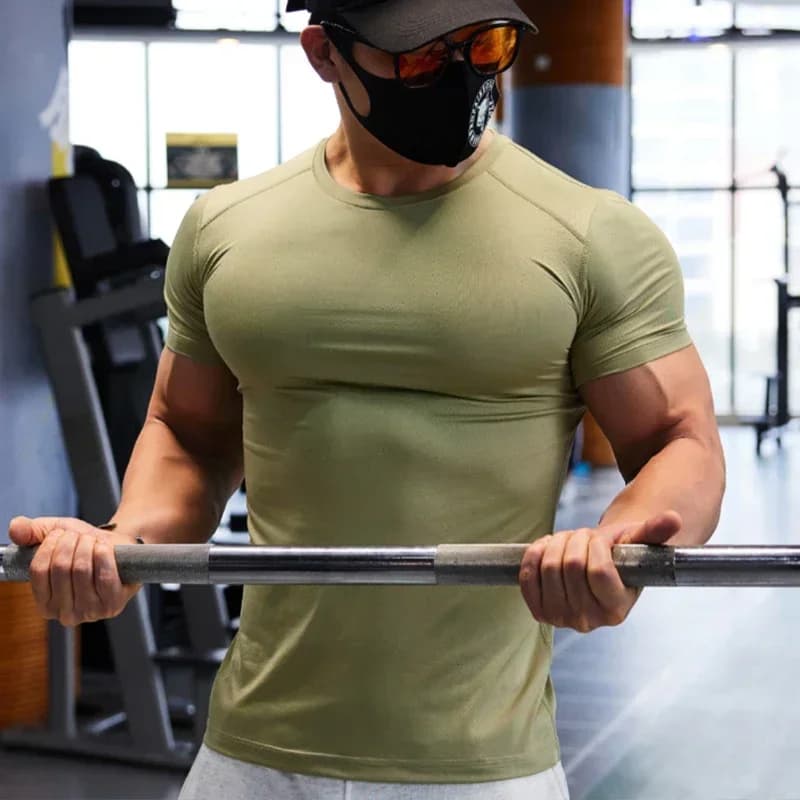 Gym T-shirt Man Plus Size Dry Fit Men's Sports T-shirts Sweatshirt Tops Plain Color Muscle Training Activewear Yoga Clothes Tee - image 3