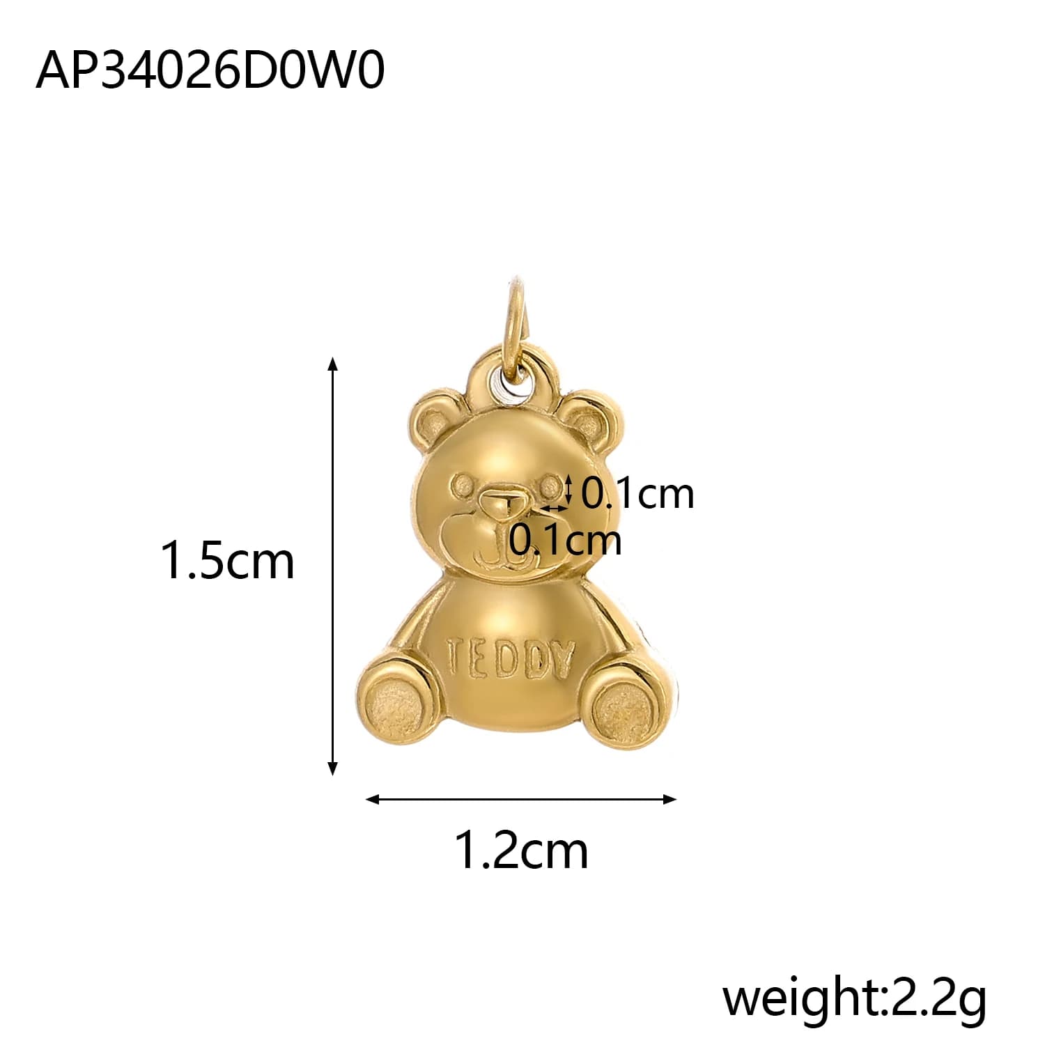 CARLIDANA Stainless Steel Gold Plated Teddy Bear Pendant Cute 3D Teddy Bear Hollow Pendant Charm Waterproof for DIY Jewelry - image 5