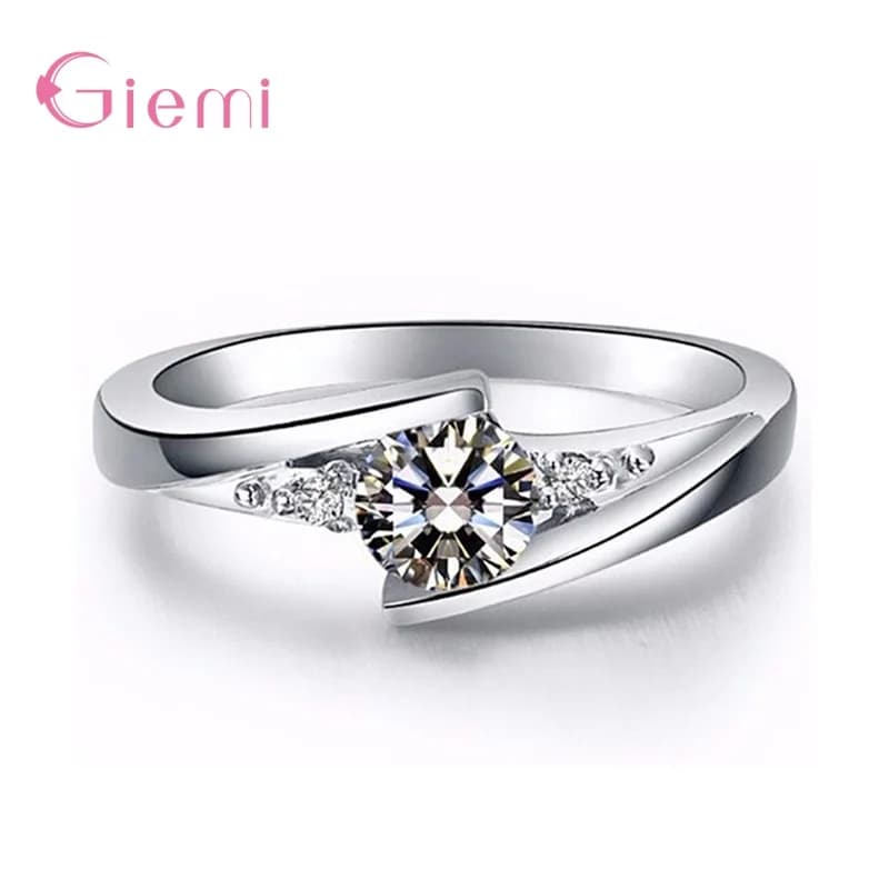 100% Real 925 Sterling Silver Finger Ring Stackable Cubic Zirconia Party Ring For Women Girl Engagement Wedding Jewelry Gift - image 3
