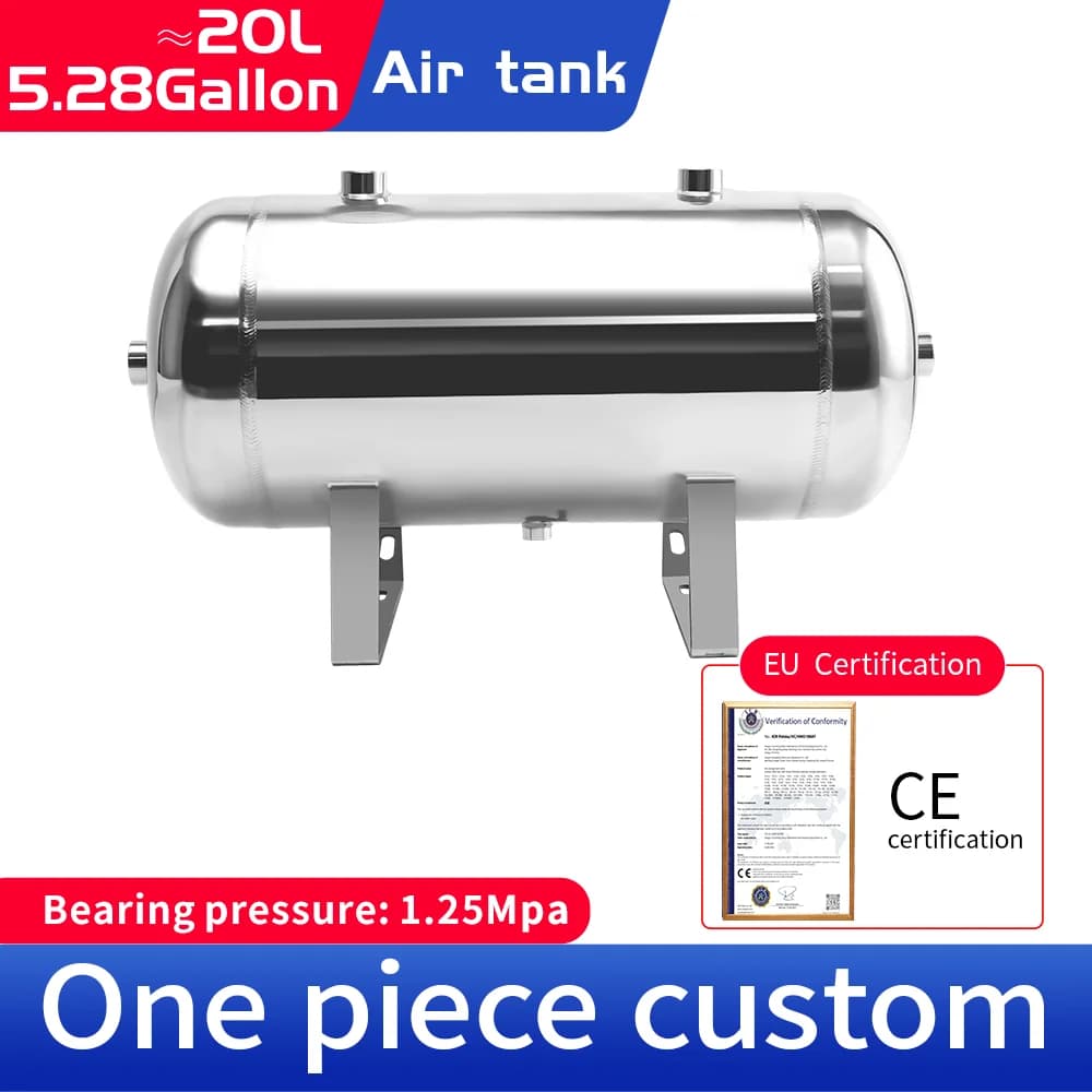 20L 304 Stainless Steel Small Horizontal Air Compression Tank Vacuum Buffer Air Storage Suitable for Beauty Instruments