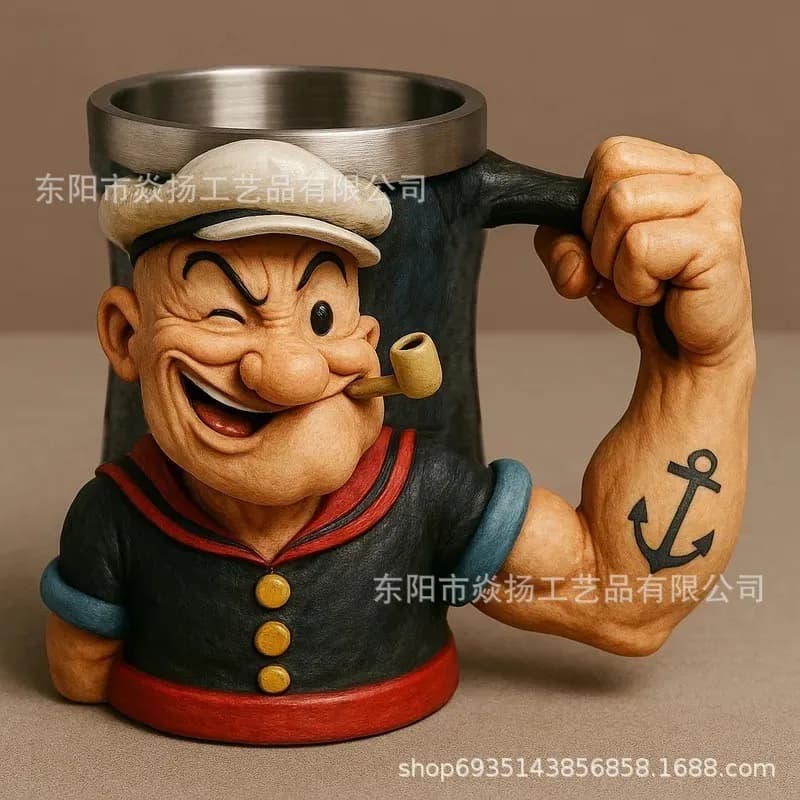 3D Popeye Power Cup Household Decoration Resin Crafts Ornament For Popeye Mug