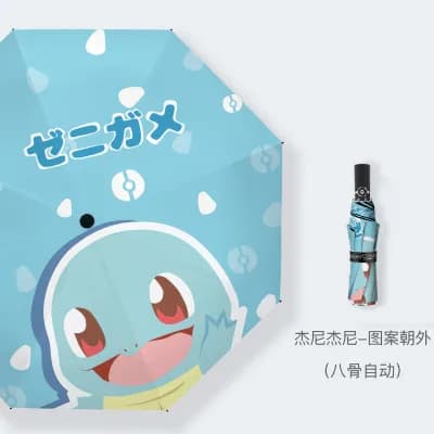 Pokemon Starter Bulbasaur Squirtle Auto Open Close Compact Umbrella Lightweight Travel Sun Rain UV Protection Fan Gift - image 3