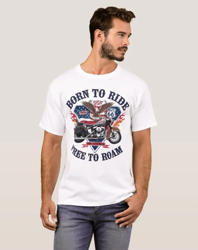 Classic Iconic Route 66 Emblem Eagle Motorcycle T-Shirt 100% Cotton O-Neck Short Sleeve Summer Casual Mens T-shirt Streetwear - image 5