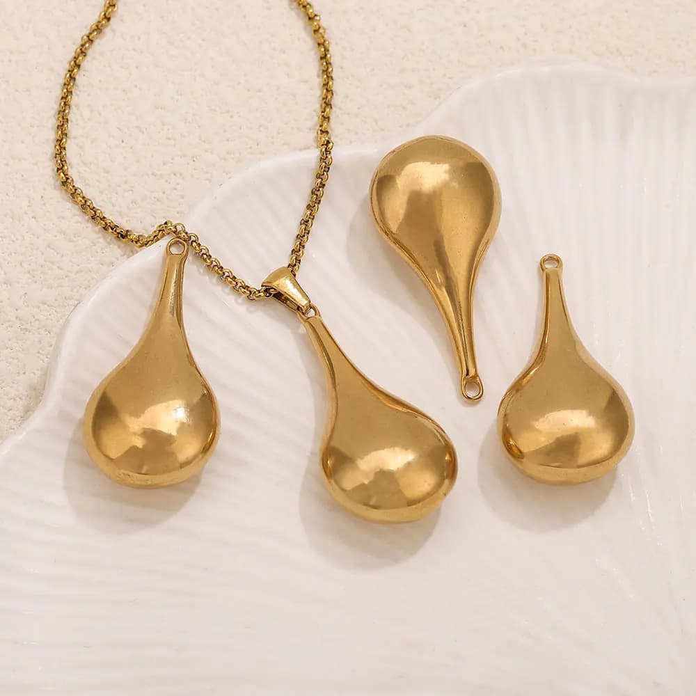 2PCS Gold Plated Teardrop Pendants Stainless Steel Charms for DIY Simple Necklace Earring Jewelry Making Wholesale Supplies - image 4