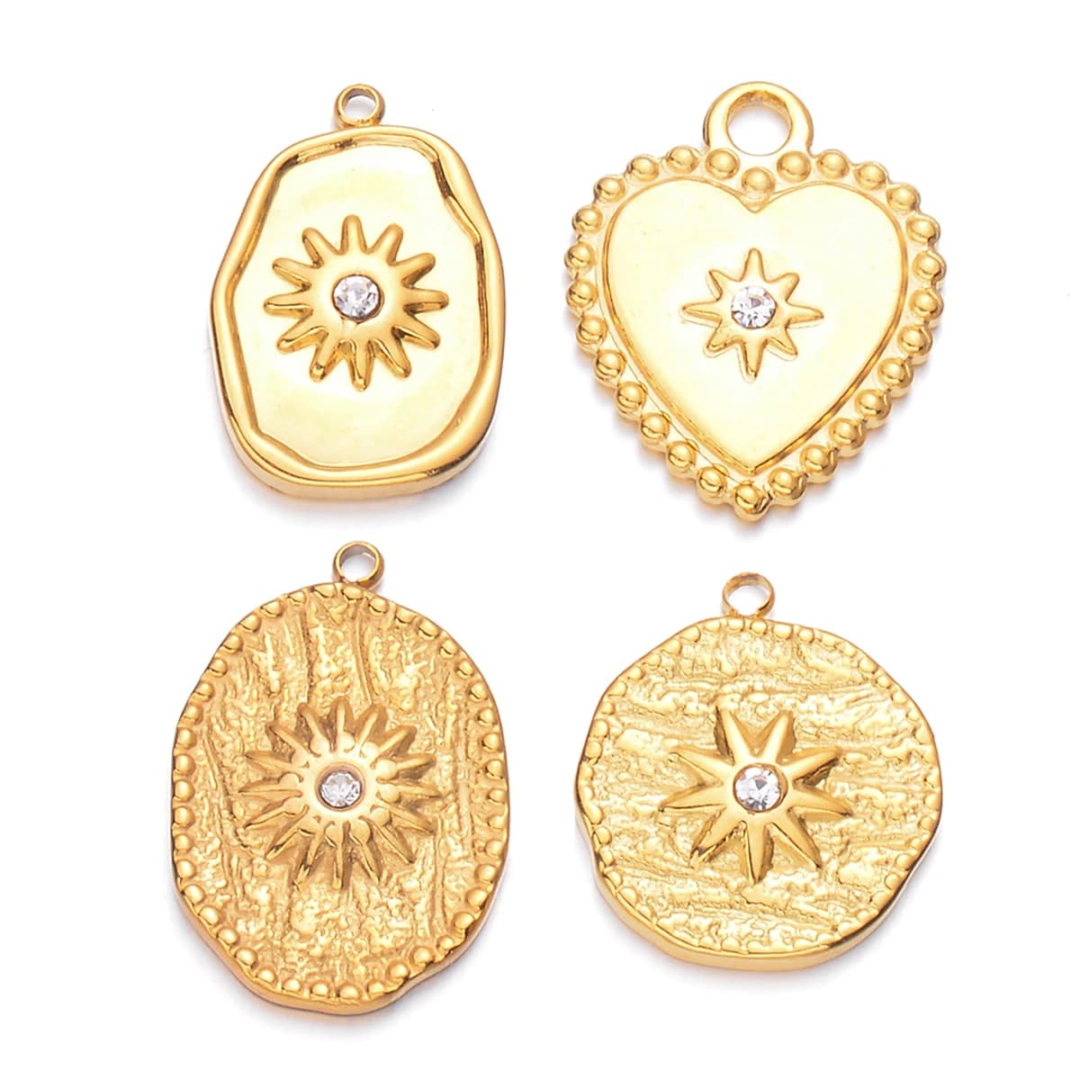 5Pcs Stainless Steel Bohemia Sun Pendants for Earrings Gold Heart Round Oval Charms DIY Necklace Earrings Jewelry Findings