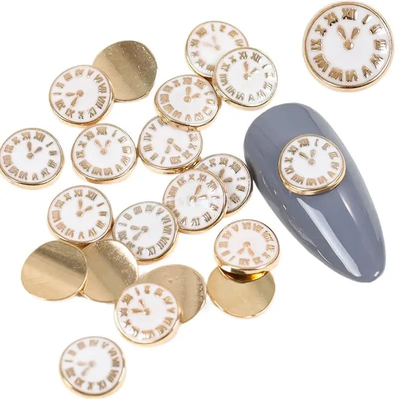 20PCS/Lot 3D White Black Pink 3 Color Alloy Classical Clock Rhinestone For Nail Art Decoration Styling Manicure DIY Kit - image 4