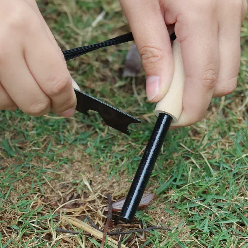 Portable outdoor flint, equipped with outdoor survival tools such as magnesium sticks, firearms, wooden handles, and flint stick - image 3