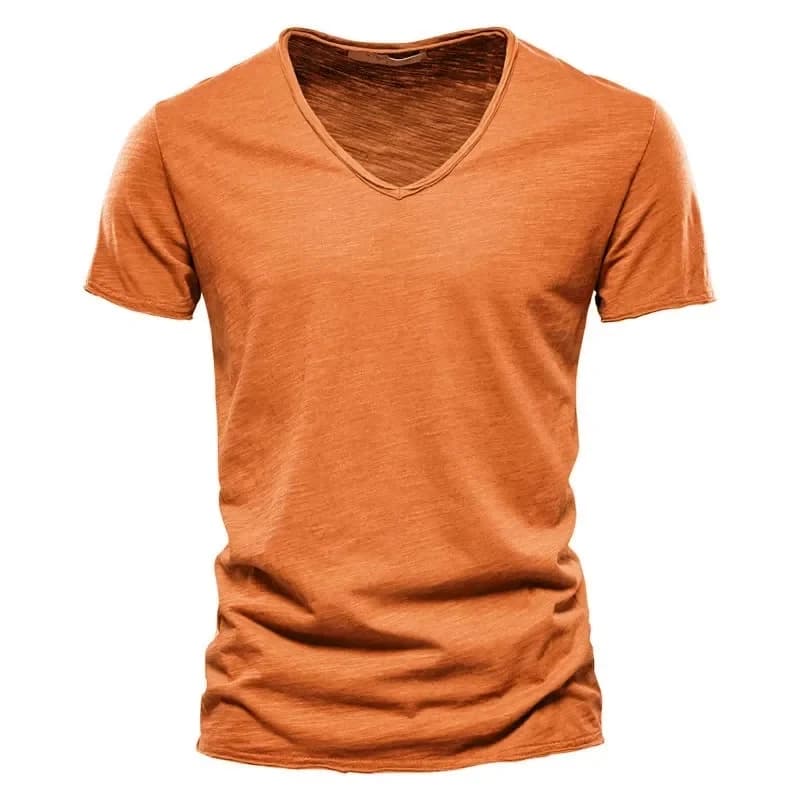 Plain Cotton Gym T-shirt Men Summer Fitness Clothing V-Neck Short Sleeve T shirt Slim Fit Tshirt Bodybuilding Workout Tees Tops - image 3