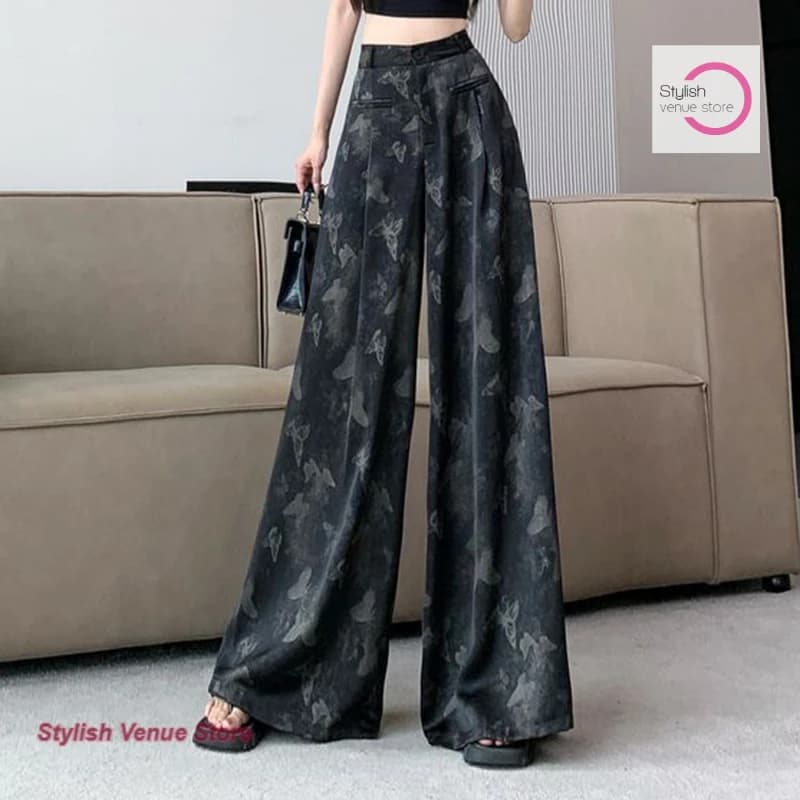 Korean butterfly satin drape relaxed fashion temperament wide-leg pants women's spring and summer high waist slim casual pants. - image 6