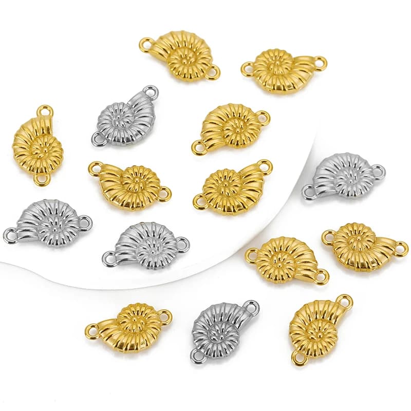 5pcs Stainless Steel Double Hole Conch Charms Connectors for DIY Earrings Bracelets Jewelry Making Supplies Accessories Finding - image 4