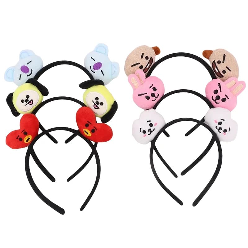 Kawaii BT21 Hairband Anime RJ COOKY Cute Cartoon Plush Doll Makeup Headband Women Headwear Gift - image 5