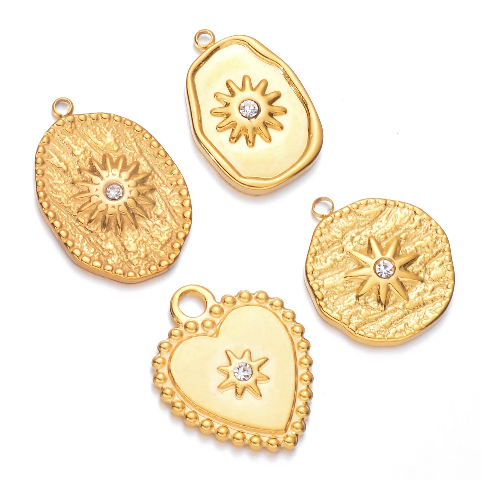 5Pcs Stainless Steel Bohemia Sun Pendants for Earrings Gold Heart Round Oval Charms DIY Necklace Earrings Jewelry Findings - image 3