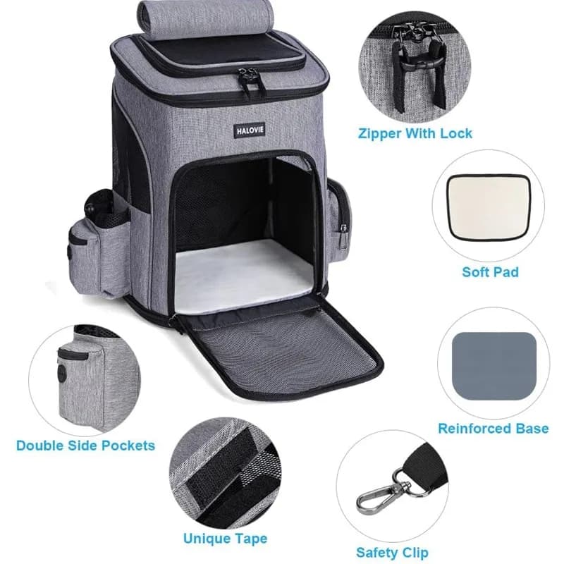 Pet supplies Scalable household outing, large capacity breathable dog bag, portable and foldable cat backpack - image 6