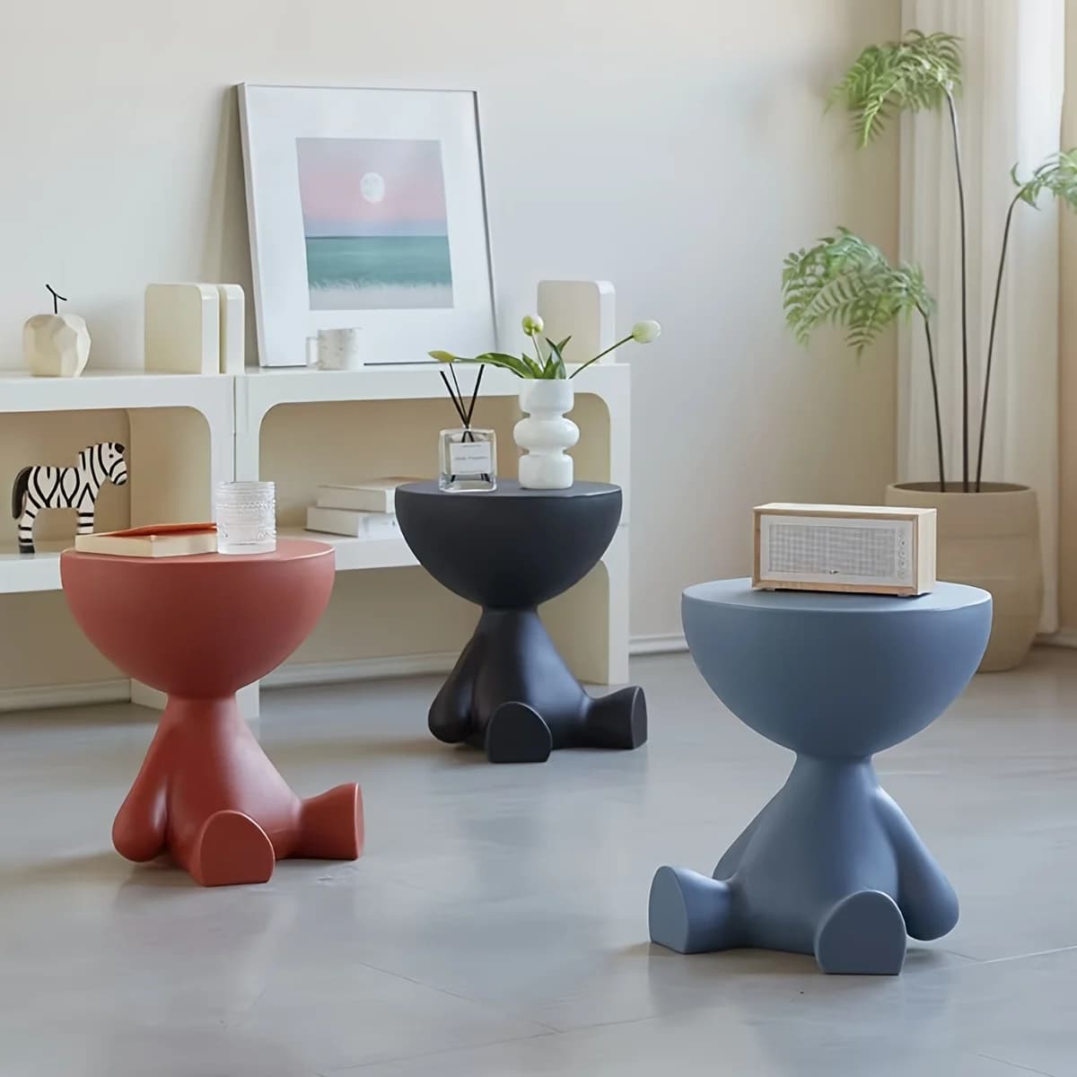 Modern Creative Bear-shaped Plastic Bedside Table Multifunctional  Nightstand Suitable for Living Room Bedroom Storage - image 6