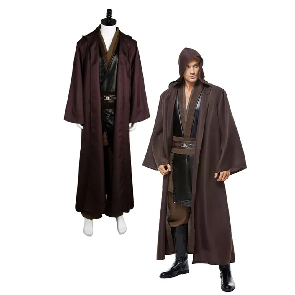 Jedi Anakin Skywalker Cosplay Costume Top Pants Cloak Robe For Adult Men Male Full Set Halloween Carnival Party Role Playing
