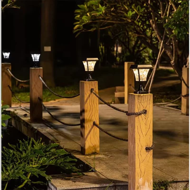 Outdoor Solar LED Post Lamp IP55 Waterproof Garden Fence Light Yard Pillar Lights Gate Fence Wall Courtyard Cottage Solar Lamp - image 4
