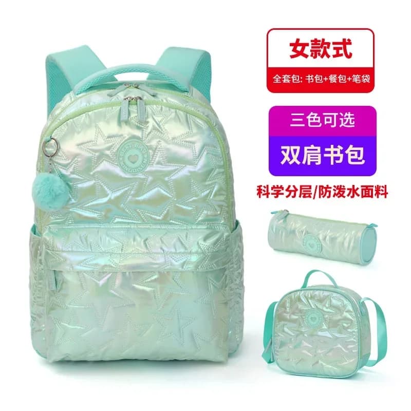 Book Bags for Little Girl Case with Fur Ball Pendant Student Backpack Cute Color Scheme Breathable Shoulder Strap Large Capacity - image 5