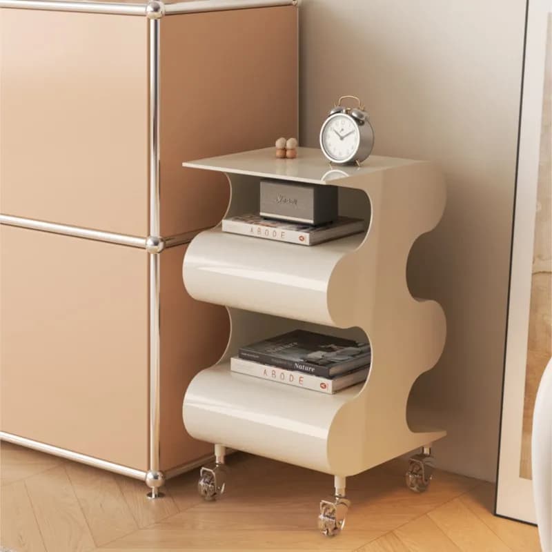 MOMO Movable Plastic Trolly Sofa Side Table Creative Medieval Bedside Cabinet Storage Ins Style Transparent Side Table - image 5