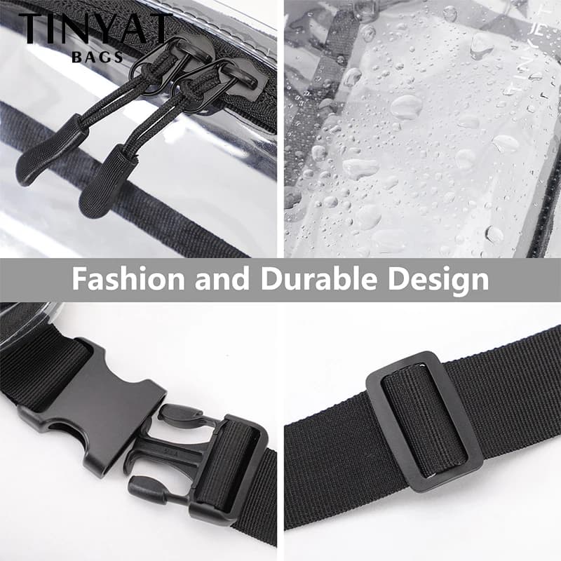 TINYAT Clear Waist Bag Women Purse Large Phone Fanny Pack Sports Travel Ladies Belt Bag Pouch Transparent PVC Banana Bum Bag - image 6